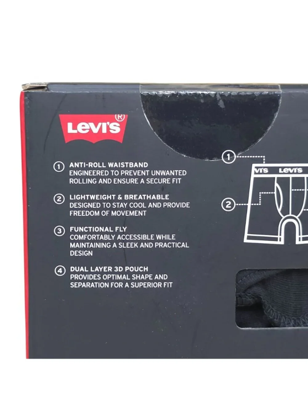 Levis Mens L 4-Pack Boxer Briefs Supportive Stretch Cotton Anti-Roll Waistband